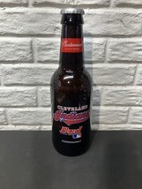 Vintage Cleveland Indians Large 15&quot; X 4&quot; Heavy Glass Budweiser ad Bottle MLB - £19.73 GBP