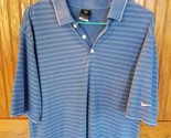 Nike ~ Golf Shirt ~ Men&#39;s Size Medium ~ Blue w/Black &amp; White Stripes - $14.96