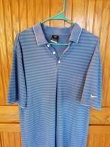 Nike ~ Golf Shirt ~ Men&#39;s Size Medium ~ Blue w/Black &amp; White Stripes - $14.96