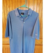 Nike ~ Golf Shirt ~ Men&#39;s Size Medium ~ Blue w/Black &amp; White Stripes - £11.72 GBP