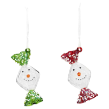 Ornament glass candy w/snowman face, 2 assorted SHIPS IN 24 HOURS - MJ - $19.88