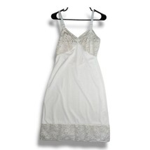 Vintage Gabrielle Gimbel&#39;s Size 34 Full Slip Dress Non Cling White Nylon Lace  - £18.34 GBP