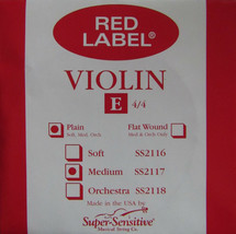 Violin String E 4/4 Medium Plain Red Label Super Sensitive SS2117 Instru... - £9.44 GBP