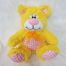 Sugar Loaf Bear Yellow w Plaid Belly Feet NEN Plush 11&quot; Stuffed Animal T... - £13.28 GBP