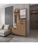 Elko Hall Tree with Mirror, Natural Oak | FM Furniture - $371.99