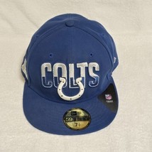 Men&#39;s Indianapolis Colts NFL Blue New Era 59Fifty Fitted Cap Hat Size 7 1/2 - $33.96
