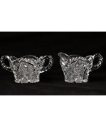 Imperial Glass Creamer and Sugar Set Pattern Number 526 Heavy Sawtooth Edge - $461.86 MXN
