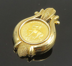 24K GOLD &amp; 14K GOLD - Vintage Chinese Unicorn Coin Pendant - GP329 - £772.33 GBP