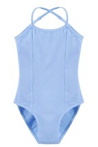 Blue Girls Sleeveless Elastic Dancewear Gymnastics Ballet Adjustable Strap Leo - £8.69 GBP