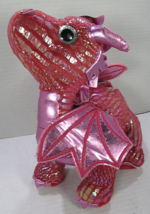 Cute and Cuddly Red Pink Iridescent Dragons Plush 9&quot; Shiny Sparkle Eyes - £10.69 GBP