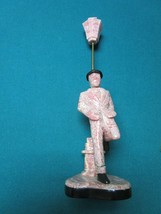 Porteno Argentina Man Pink Alabaster Figurine Street Lamp Pink Corner Man - £97.21 GBP