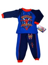Spectacular Spider-Man Pajamas Boys 2 Blue Long Sleeve Cotton Set Toddler Marvel - £12.81 GBP