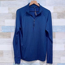 Lululemon Lightweight Mesh Run Half Zip Pullover Navy Blue Raglan Mens Large - $69.29