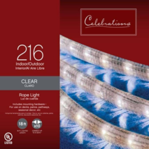 Celebrations Incandescent Mini Christmas Lights Rope 216-ct 18&#39; Clear/Warm White - $24.75