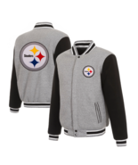 New Mens Steelers 2-tone Reversible Fleece Jacket JHDesign - Gray/Black - $124.03 CAD