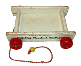 Antique Vintage 1970’s Playskool Col-O-Rol Wagon White Pull Toy - £6.30 GBP