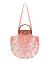Longchamp Le Pliage Filet Knit Mesh Handel Bag Shopper ~NWT~ Blush - £85.27 GBP