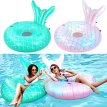 2 Pcs Pool Floats Mermaid Summer Large Pool Float Floating Pool Inflatables For  - £54.34 GBP