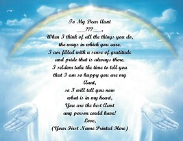 Christmas Gift/ Birthday Gift For Aunt Personalized Poem Gift ~ Rainbow Hands - £7.01 GBP