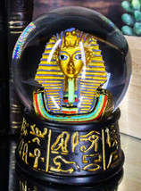 Ancient Egyptian Pharaoh King Tut Small Water Globe With Hieroglyphic Base - £19.97 GBP