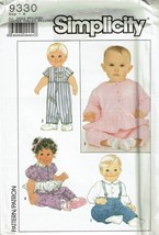 Simplicity Sewing Pattern 9330 Baby Infant Jumpsuit Pullover Size 6M-18M - $9.74