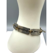 Vintage Two Tone Words Bracelet, Silver Tone and Brass Power Words Link Bangle - £22.42 GBP