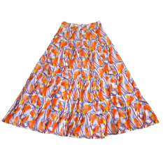 NWT Francis + Benedict Maxi in Orange Poppy Floral Cotton A-line Skirt M $158 - £68.44 GBP