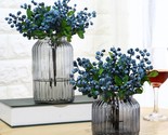 10 Pack Artificial Flowers California Faux Blueberries Artificial Stems ... - £17.97 GBP
