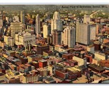 Aerial View Downtown Detroit Michigan MI UNP Linen Postcard V20 - £2.10 GBP