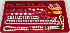 VINTAGE LOT OF 14 pcs BETTER COSTUME JEWELRY- EARRINGS+BEADED NECKLACES+... - $58.41