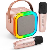 Karaoke Machine For Kids Adults, Portable Bluetooth Mini Karaoke, Rose Gold - £30.03 GBP