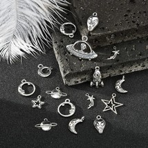 Alien Charms Space Themed Jewelry Making Supplies Set Bulk Pendants 100pcs - £17.66 GBP