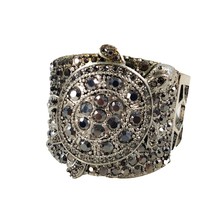 Chico&#39;s Nautica Turtle Stretch 2&quot; Cuff Bracelet Silver Tone w/ Rhinestones - $38.79