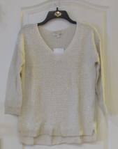 Company Ellen Tracy 3/4 Slv V-neck Sequined Sweater Macadamia Women&#39;s Sz... - $368.85 MXN