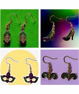 Mardi Gras Glitter Dangle Earrings. Feather Mask, Crown, Shoes, Bottle D... - €5,91 EUR