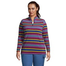 Lands&#39; End 1/4 Zip Fleece Pullover Womens 2X 20-22W Multicolor Striped NEW - £23.11 GBP