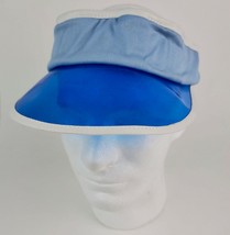 Vintage 1980&#39;s Blue light Blue plastic poker dealer sun visor Med Adjustable - £8.29 GBP