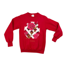 VTG Red Sweatshirt Pullover Top SMALL Rose Florida Retro Long Sleeve Wom... - £20.40 GBP