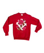 VTG Red Sweatshirt Pullover Top SMALL Rose Florida Retro Long Sleeve Wom... - £20.41 GBP