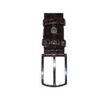 Men Genuine Leather Belt PIERO ROSSI Turkey Soft Crocodile print 1014 Brown image 2