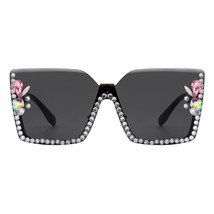 Borde Medio Pedrería Gafas de Sol Mujer Grande Cuadrado Sombras UV400 - £13.51 GBP