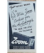 ZOOM - FISHER&#39;S INSTANT COOKING WHOLE WHEAT CEREAL - 1946 Vintage Print ... - $8.84