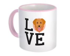 Love Golden Retriever Cute : Gift Mug Dog Cartoon Funny Owner Heart Pet Mom Dad - £12.57 GBP