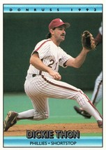 1992 Donruss Philadelphia Phillies Baseball Card #510 Dickie Thon - £1.35 GBP