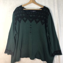 Denim 24/7 Size 3x 30/32 Forest Green Black Pullover Sweater Acrylic - £19.83 GBP