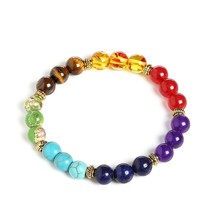 JD Fashion 7 Chakra Bracelet Men Black Lava Healing Balance Beads Reiki Buddha P - £10.50 GBP