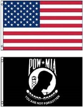 3x5 Usa American Flag &amp; Pow Mia Flag 3&#39; X 5&#39; Usa Pow Flag Wholesale Lot 100D - £15.73 GBP