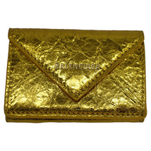 Balenciaga Mini Papier Trifold Wallet In Metallic Leather Women Gold Xs - £210.92 GBP