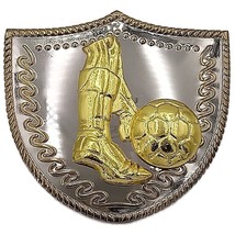 Oversisized Golden Feet &amp; Soccer Ball Design Silver Metal Belt Buckle - $11.08