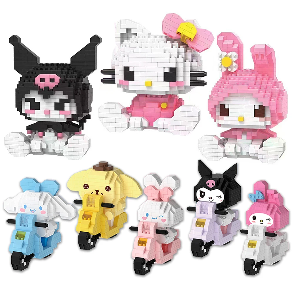 Anime Hello Kitty Building Block Model Assembled Toys Sanrio Figure Kuromi My - £10.19 GBP+
